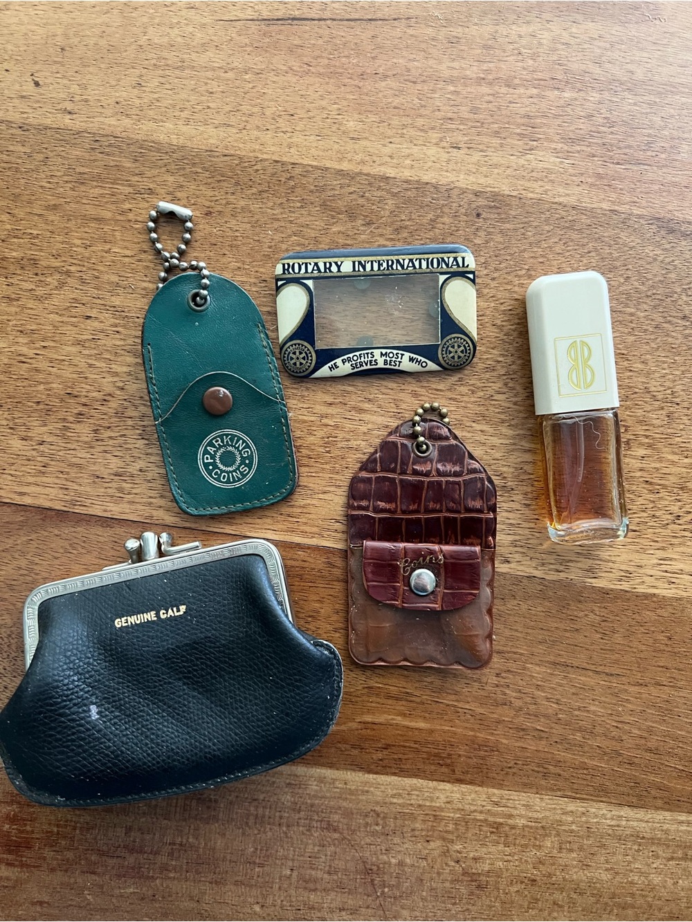 VTG Genuine Calf Black Leather Coin Purse lot perfume women’s travel 60s
